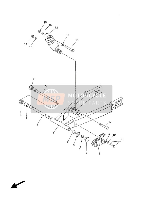 Yamaha TZR50 2004 Braccio posteriore & Sospensione per un 2004 Yamaha TZR50